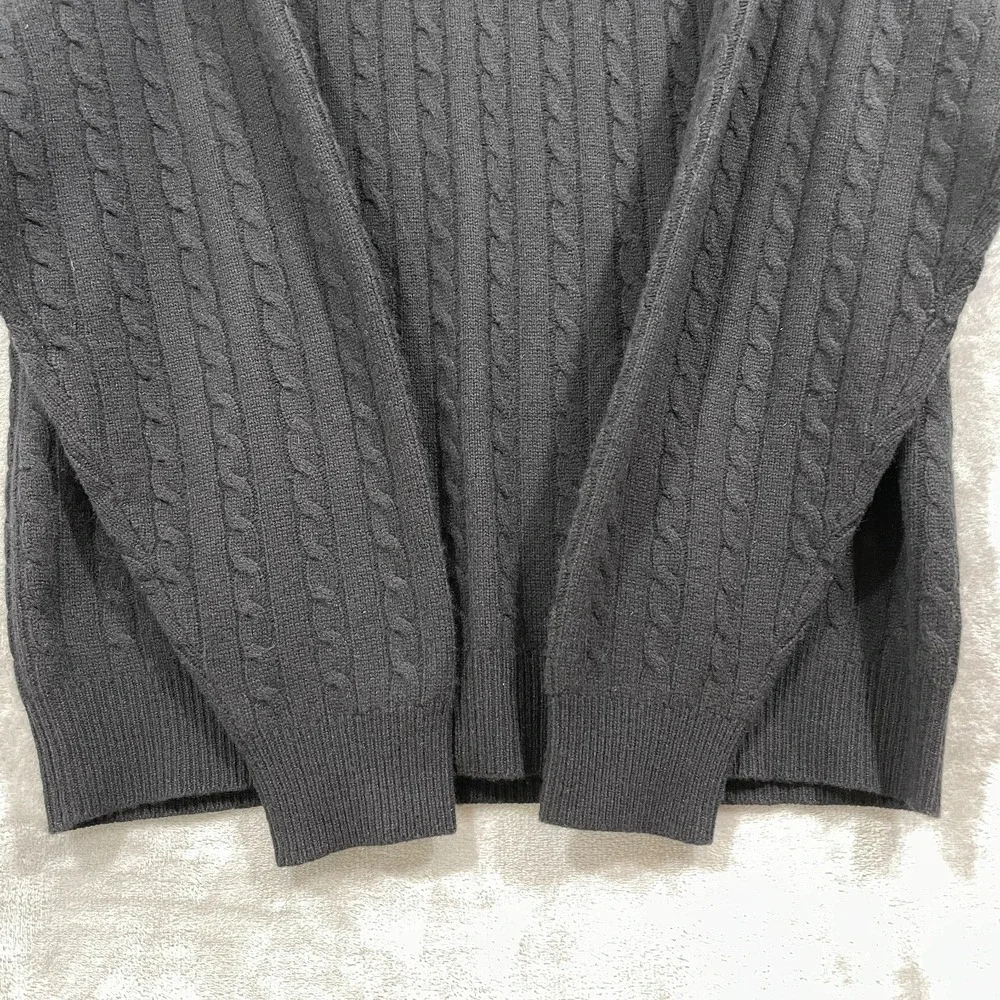 Vintage Neiman Marcus 100% Cashmere Cable Knit Sweater‎ Mens XXL Black Crewneck
